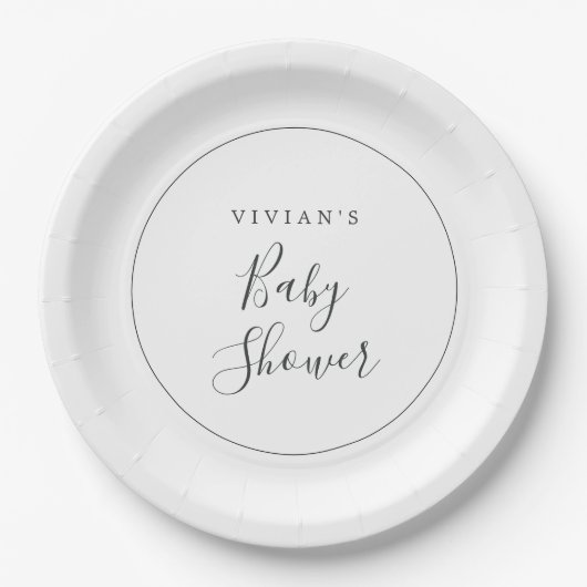 Minimalistisch Baby shower Papieren Bordje (Voorkant)