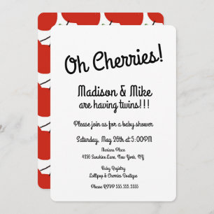 Minimalistisch Baby shower rode kersen Kaart