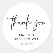 Minimalistisch Baby shower Ronde Sticker Modern Ee (Voorkant)