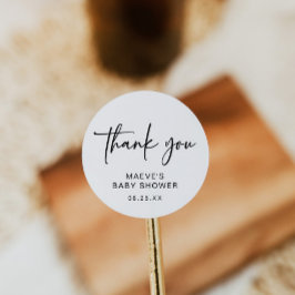 Minimalistisch Baby shower Ronde Sticker Modern Ee