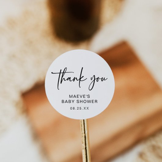 Minimalistisch Baby shower Ronde Sticker Modern Ee