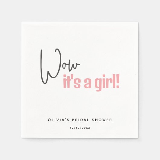 Minimalistisch Baby shower Roze Het is een meisje Servet (Voorkant)