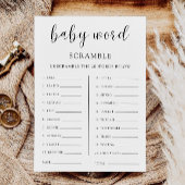 Minimalistisch Baby shower spel – Word scramble Kaart