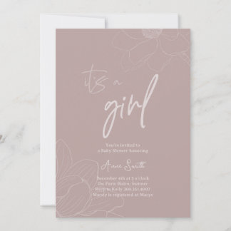 Minimalistisch Baby shower, stoffig Roos Baby Meis Kaart