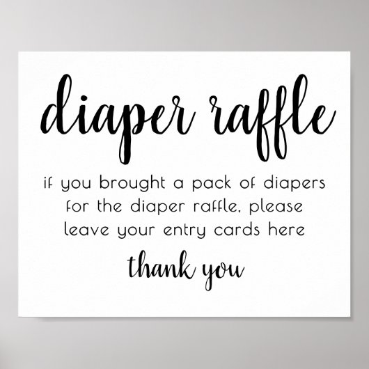 Minimalistisch Baby shower | Tafelteken voor luier Poster (Voorkant)