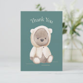 Minimalistisch Baby shower Teddy Bear Dank u Bedankkaart (Staand voorkant)