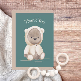 Minimalistisch Baby shower Teddy Bear Dank u Bedankkaart