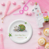 Minimalistisch Baby shower Triceratops Dinosaur Papieren Bordje (Feest)