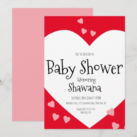 Minimalistisch Baby shower Valentijnsdag Kaart (Voorkant / Achterkant)