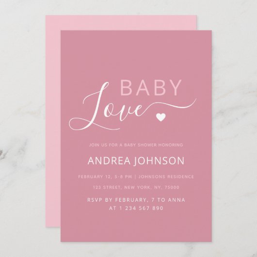Minimalistisch Baby shower Valentijnsdag Save The Date (Voorkant / Achterkant)