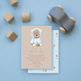 Minimalistisch Baby shower van Baby Dusty Blue Bee Kaart