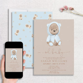 Minimalistisch Baby shower van Baby Dusty Blue Bee Kaart