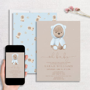Minimalistisch Baby shower van Baby Dusty Blue Bee Kaart
