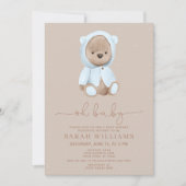 Minimalistisch Baby shower van Baby Dusty Blue Bee Kaart (Voorkant)