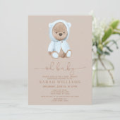 Minimalistisch Baby shower van Baby Dusty Blue Bee Kaart (Staand voorkant)