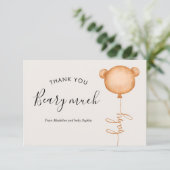 Minimalistisch Baby shower van Beary Cute Balloon Bedankkaart (Staand voorkant)