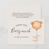 Minimalistisch Baby shower van Beary Cute Balloon Bedankkaart (Voorkant / Achterkant)
