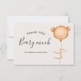 Minimalistisch Baby shower van Beary Cute Balloon Bedankkaart