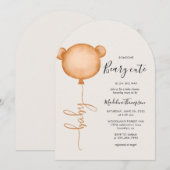 Minimalistisch Baby shower van Beary Cute Balloon Kaart (Voorkant / Achterkant)