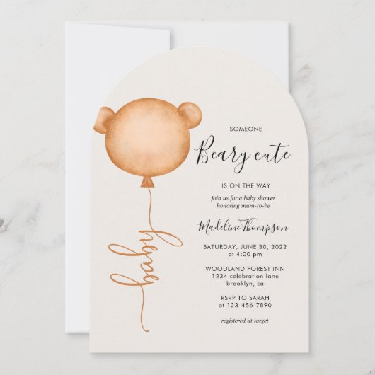 Minimalistisch Baby shower van Beary Cute Balloon Kaart (Voorkant)