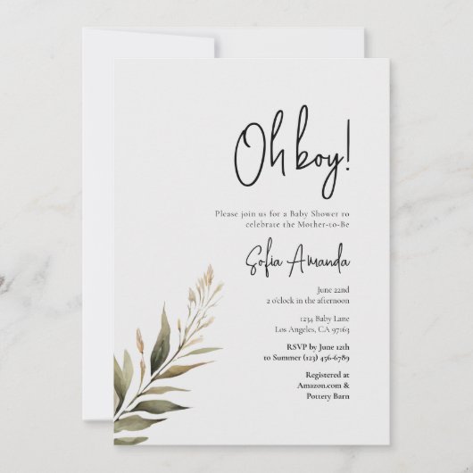 minimalistisch Baby shower van bossen Kaart (Voorkant)