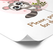 Minimalistisch Baby shower van Cute Raccoon Diaper Poster (Hoek)
