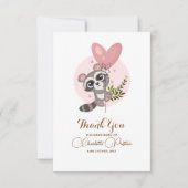 Minimalistisch Baby shower van de Cute Raccoon Bedankkaart (Voorkant)
