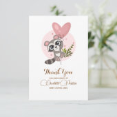 Minimalistisch Baby shower van de Cute Raccoon Bedankkaart (Staand voorkant)