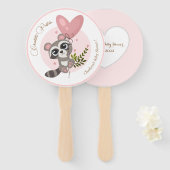 Minimalistisch Baby shower van de Cute Raccoon Handwaaier (Voorkant en achterkant)