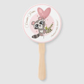 Minimalistisch Baby shower van de Cute Raccoon Handwaaier (Voorkant)