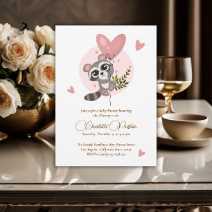 Minimalistisch Baby shower van de Cute Raccoon Kaart