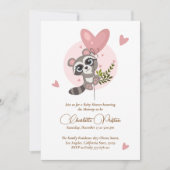 Minimalistisch Baby shower van de Cute Raccoon Kaart (Voorkant)