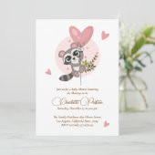 Minimalistisch Baby shower van de Cute Raccoon Kaart (Staand voorkant)