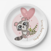 Minimalistisch Baby shower van de Cute Raccoon Papieren Bordje (Voorkant)