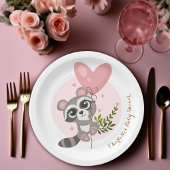 Minimalistisch Baby shower van de Cute Raccoon Papieren Bordje