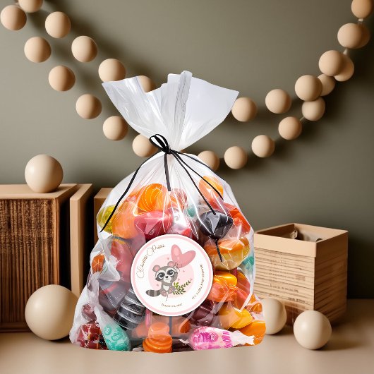 Minimalistisch Baby shower van de Cute Raccoon Ronde Sticker