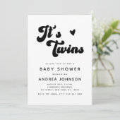Minimalistisch Baby shower van de Groovy Retro Twi Kaart (Staand voorkant)