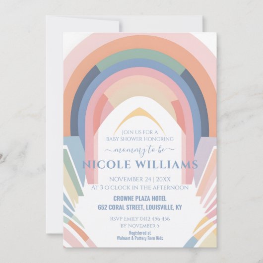 Minimalistisch Baby shower van de regenboogstraal  Kaart (Voorkant)