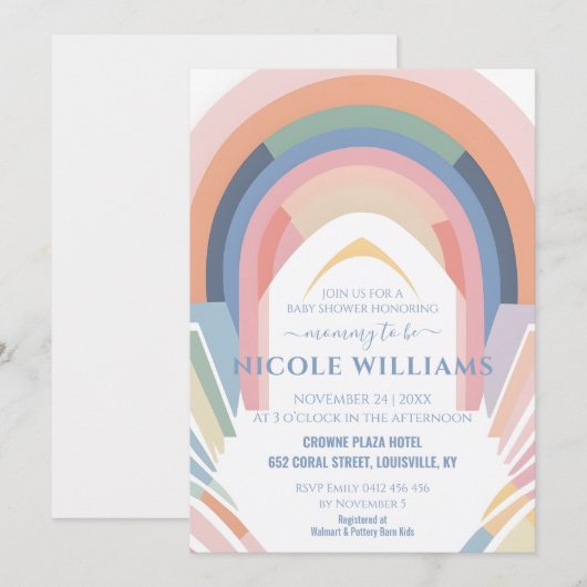 Minimalistisch Baby shower van de regenboogstraal  Kaart (Voorkant / Achterkant)