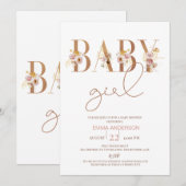 Minimalistisch Baby shower van Floral Word Baby Gi Kaart (Voorkant / Achterkant)
