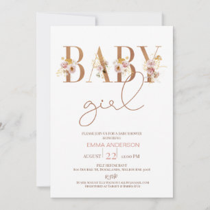 Minimalistisch Baby shower van Floral Word Baby Gi Kaart