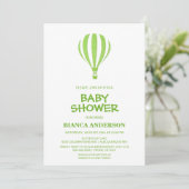 Minimalistisch Baby shower van groene hot-luchtbal Kaart (Staand voorkant)