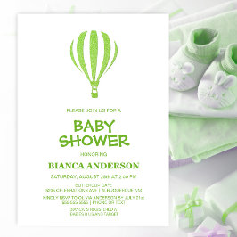 Minimalistisch Baby shower van groene hot-luchtbal Kaart
