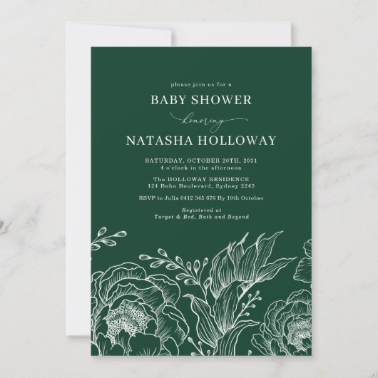 Minimalistisch Baby shower van het Botanische  van Kaart (Voorkant)