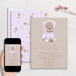 Minimalistisch Baby shower van het Oh Baby Lavende Kaart