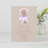 Minimalistisch Baby shower van het Oh Baby Lavende Kaart (Staand voorkant)