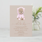 Minimalistisch Baby shower van het Oh Baby roze Be Kaart (Staand voorkant)