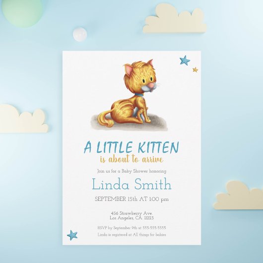 Minimalistisch Baby shower van Kitten Blue Boy Kaart