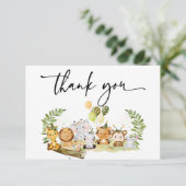 Minimalistisch Baby shower van Oerwoud Partij Hart Bedankkaart (Staand voorkant)