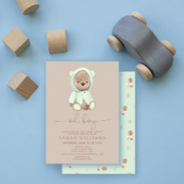 Minimalistisch Baby shower van Oh Boy Sage Green B Kaart